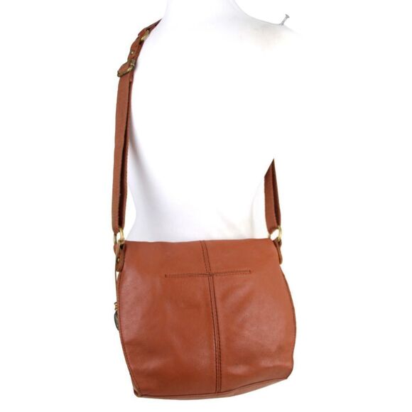 The Sak TAN BROWN GENUINE LEATHER FLAP XBODY BOHO MESSENGER SHOULDER BAG HANDBAG - Picture 5 of 15